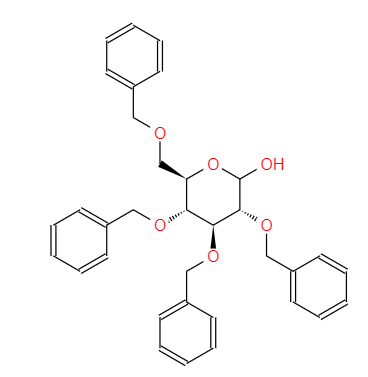 CAS： 4132-28-9，中(zhōng)文(wén)名(míng)称： 2,3,4,6-四苄基-D-吡喃葡萄糖 英文(wén)名(míng)称：2,3,4,6-tetra-O-benzyl-D-glucopyranose 