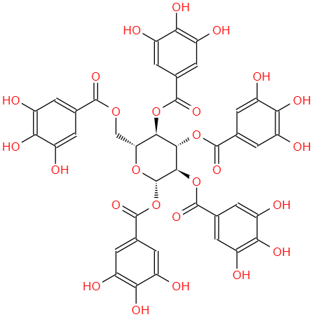 CAS： 14937-32-7，英文(wén)名(míng)称：1,2,3,4,6-Pentagalloyl glucose 