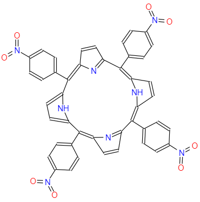 CAS： 22843-73-8，中(zhōng)文(wén)名(míng)称： 5,10,15,20-四(4-硝基苯基)卟啉 英文(wén)名(míng)称：5,10,15,20-Tetrakis(4-nitrophenyl)porphyrin 