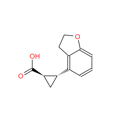 CAS： 452324-76-4，英文(wén)名(míng)称：(1R,2R)-2-(2,3-dihydro-1-benzofuran-4-yl)cyclopropanecarboxylic acid