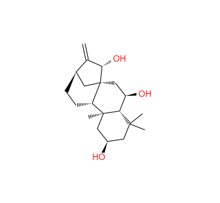 CAS： 53452-32-7，中(zhōng)文(wén)名(míng)称： 16-贝壳杉烯-2,6,15-三醇 英文(wén)名(míng)称：16-Kaurene-2,6,15-triol 