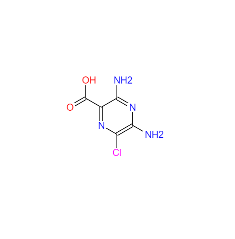  CAS： 4878-36-8，中(zhōng)文(wén)名(míng)称： 3,5-二氨基-6-氯吡嗪-2-羧酸 英文(wén)名(míng)称：3,5-diamino-6-chloropyrazine-2-carboxylic acid