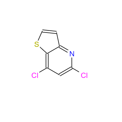  CAS：74695-44-6，中(zhōng)文(wén)名(míng)称：5,7-二氯噻吩并[3,2-b]吡啶， 英文(wén)名(míng)称：5,7-Dichlorothieno[3,2-b]pyridine