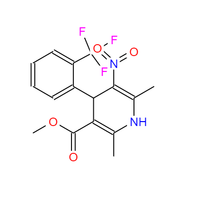 CAS：71145-03-4，中(zhōng)文(wén)名(míng)称：1,4-二氢-2,6-二甲基-5-硝基-4-(2-[三氟甲基]苯基)吡啶-3-羧酸甲酯， 英文(wén)名(míng)称：(±)-Bay K8644 