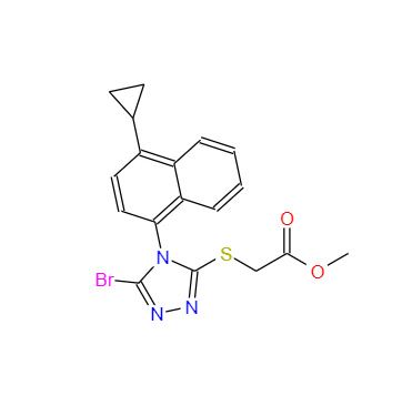 CAS：878671-99-9，2-[[5-溴-4-(4-环丙基萘-1-基)-4H-1,2,4-三唑-3-基]硫基]乙酸甲酯 